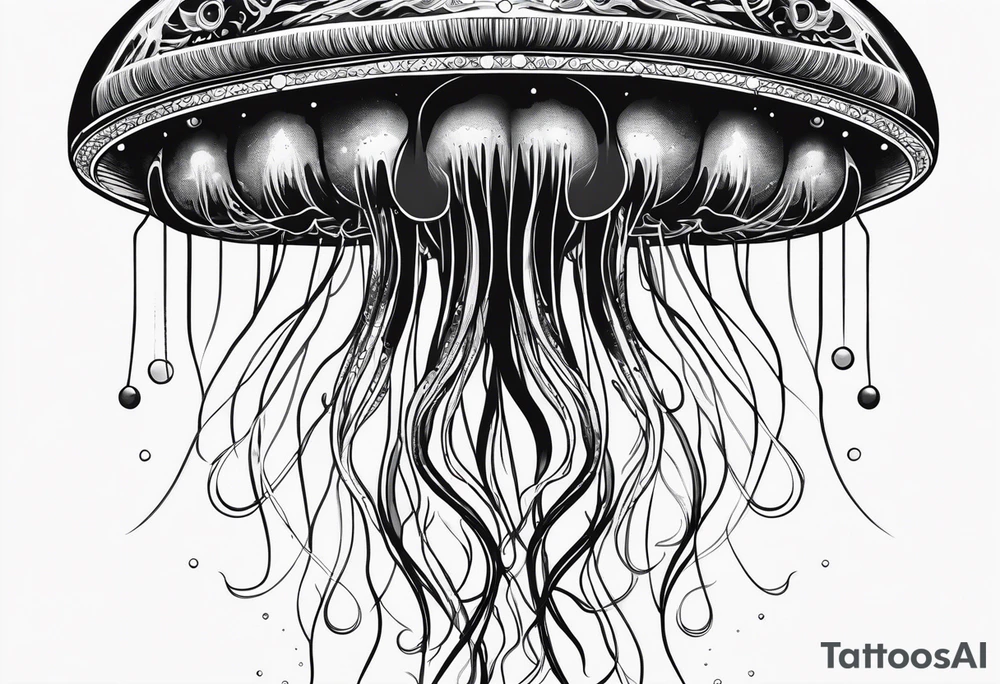 Space jellyfish with long tentacles tattoo idea