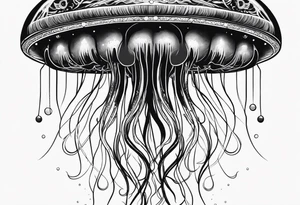 Space jellyfish with long tentacles tattoo idea