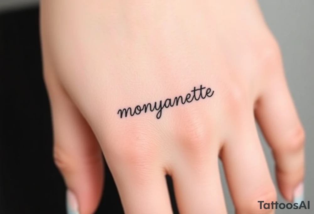 the name “monyanette” under the pinky side of the hand tattoo idea