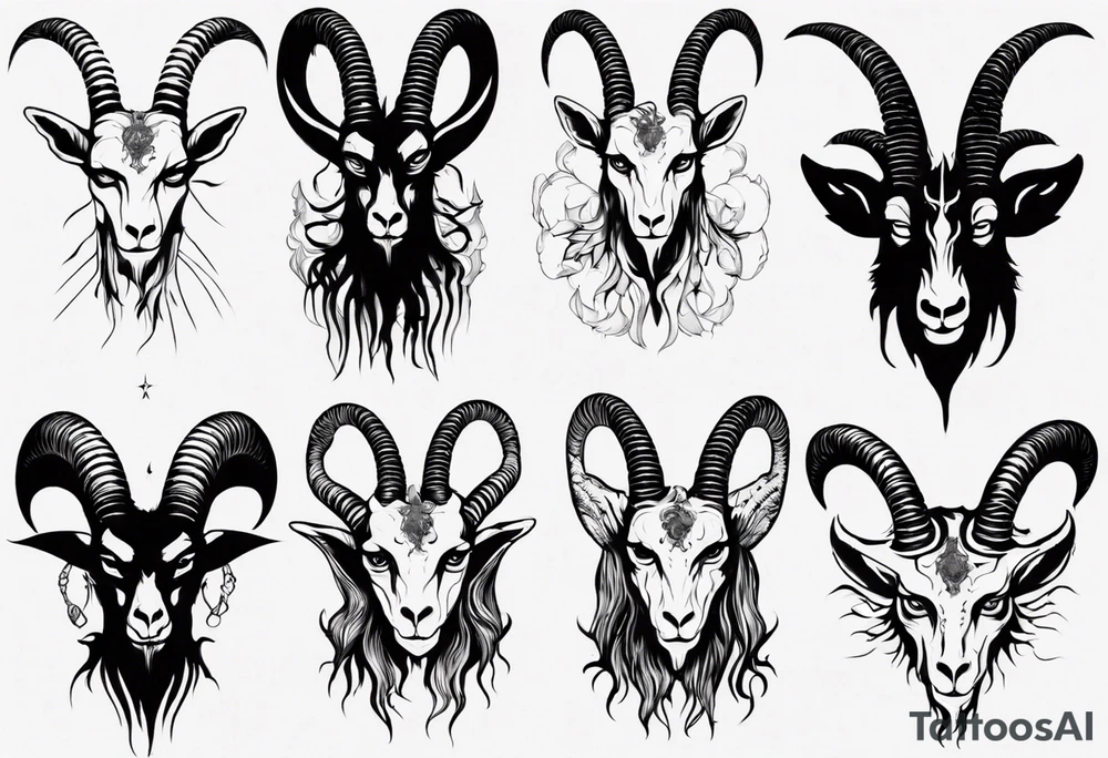 Baphomet full sleeve high contrast human like goat friendly but strong tattoo idea