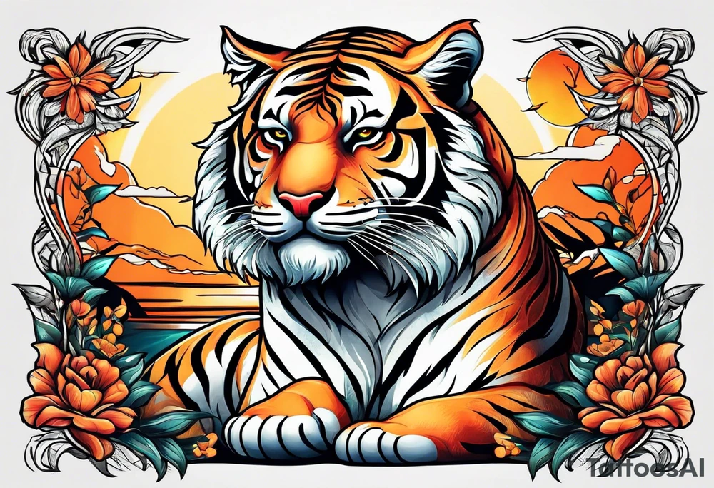 Tiger under the sun tattoo idea