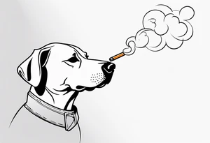 sketch dog smoking joint tattoo idea