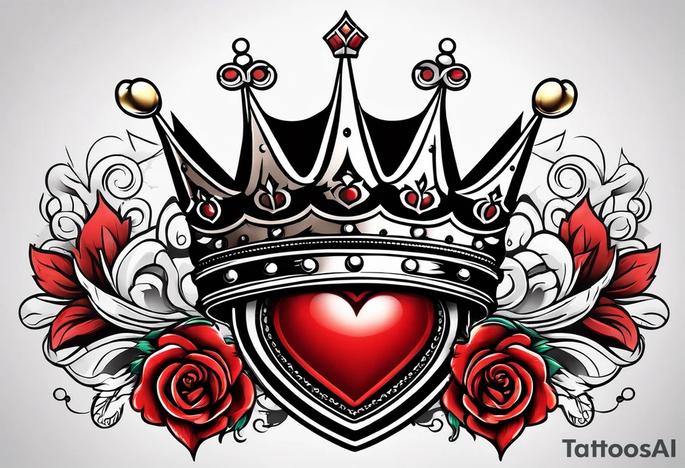 Red heart with a crown above it tattoo idea