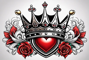 Red heart with a crown above it tattoo idea