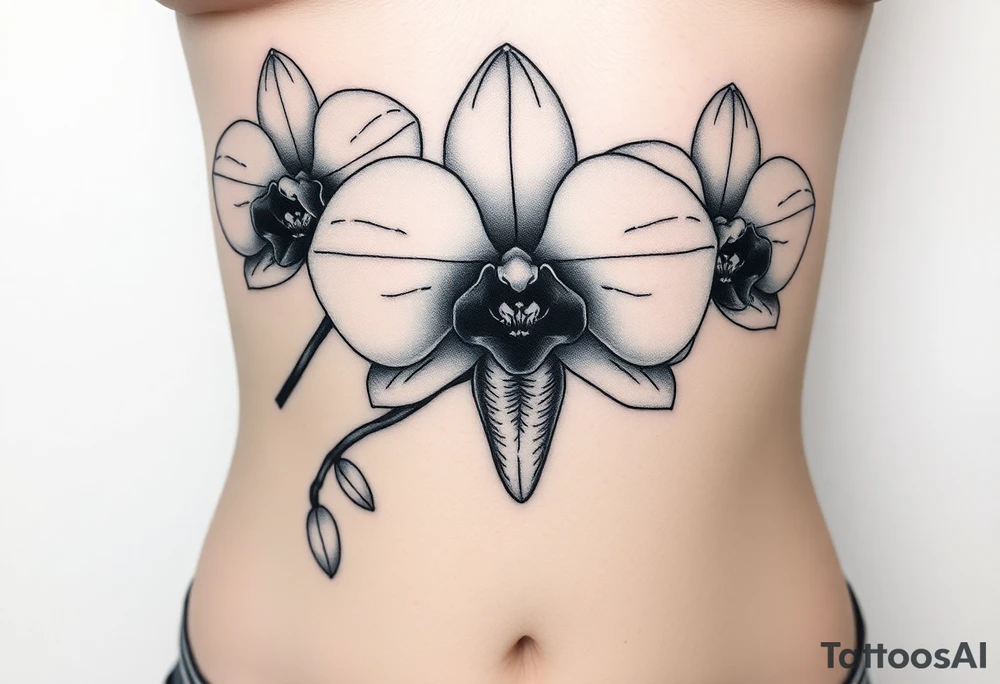 Orchid realistic with a mix with vagina tattoo idea
