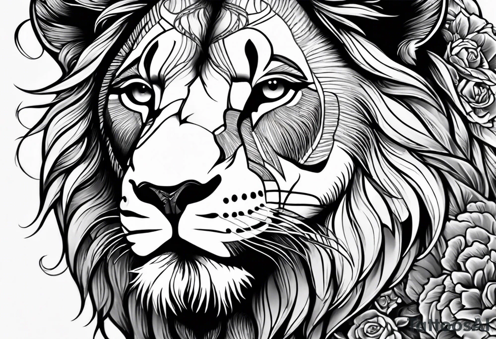 lion skeleton body tattoo idea