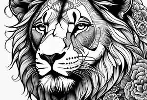 lion skeleton body tattoo idea