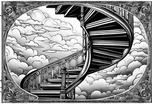 Waking spiral stair case into the clouds tattoo idea