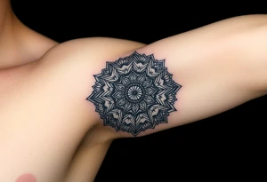 intricate mandala with sacred geometry and cosmic elements tattoo idea