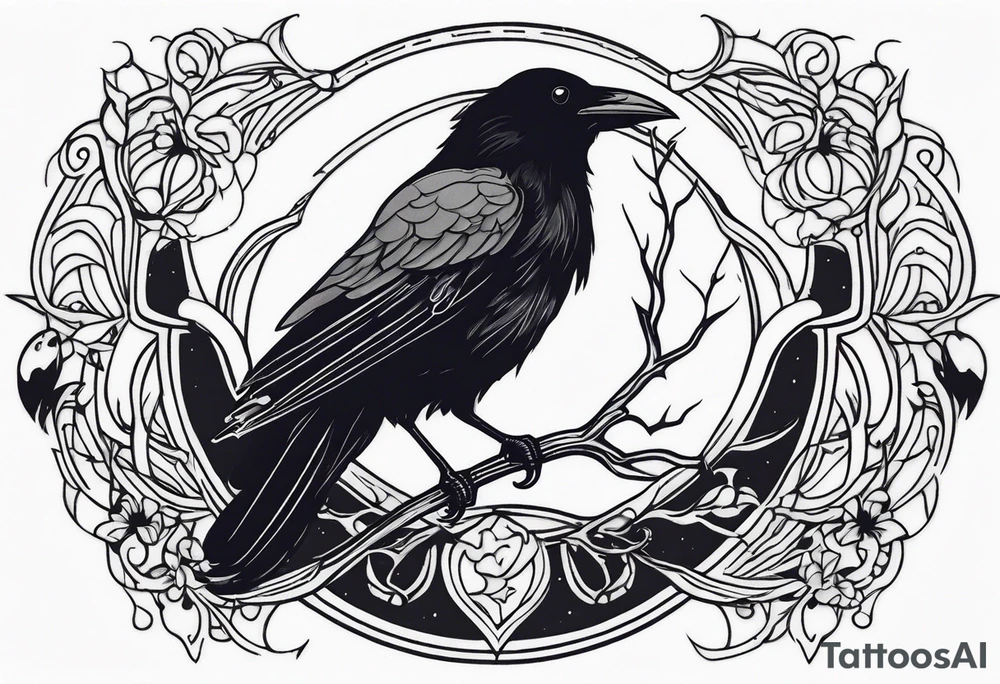 A witch's Raven tattoo idea