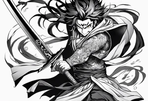 Demon slayer anime gyutaro fighting tattoo idea