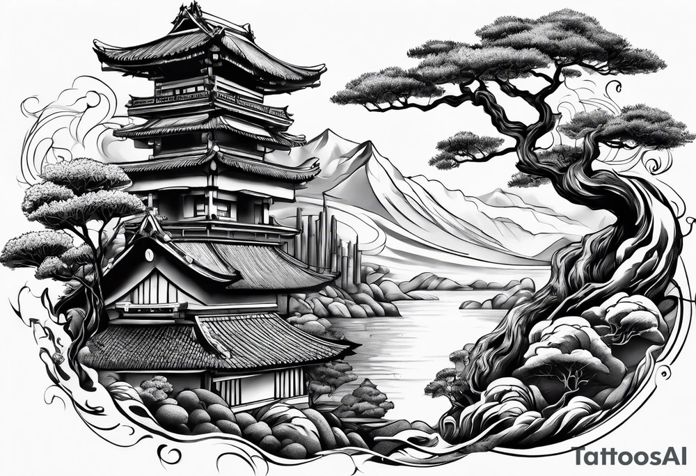 samurai and bonsai tree tattoo idea
