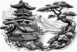 samurai and bonsai tree tattoo idea