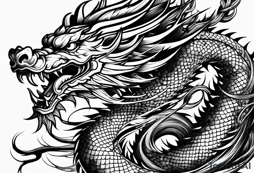 japanese dragon climbing tattoo idea