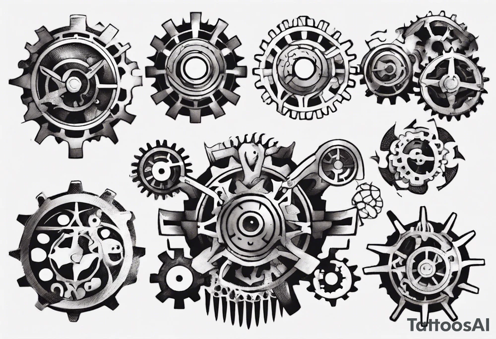 Gears and cogs armor tattoo idea