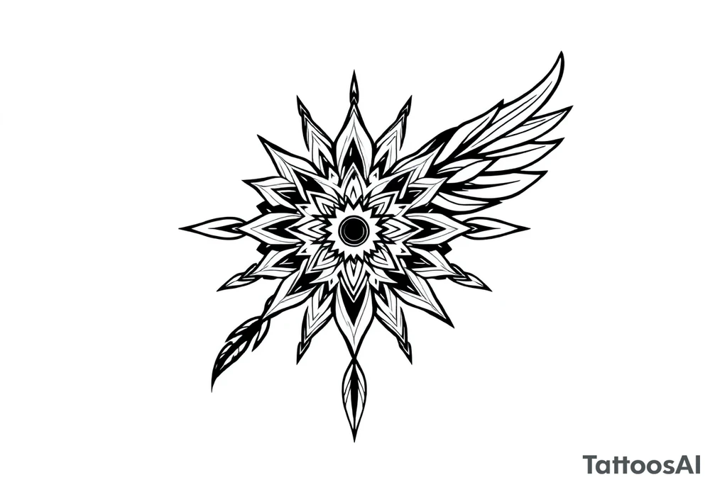spiritual feather indian mandala shaman tattoo idea