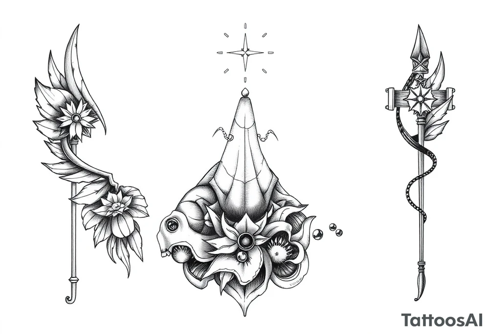 Tatuagem nas costas delicadas com símbolos do verão tattoo idea