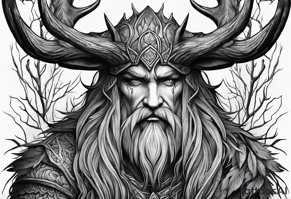 Leshy with birch bark skin tattoo idea