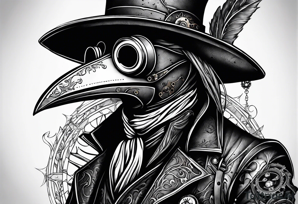 steampunk plague doctor 
3/4 of body tattoo idea