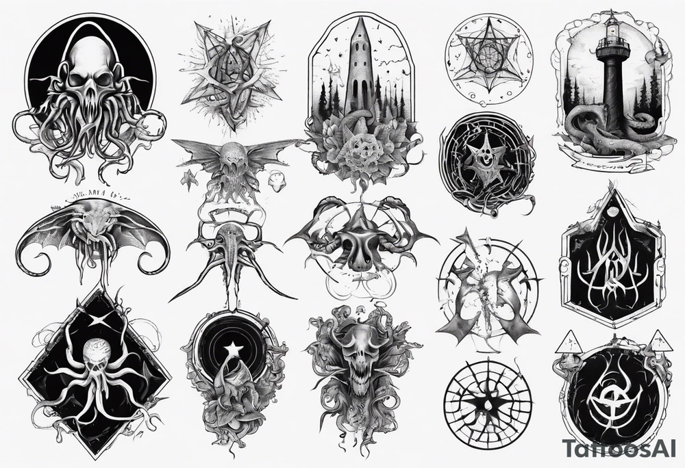 lovecraft theme arms zone tattoo idea