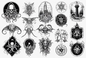 lovecraft theme arms zone tattoo idea