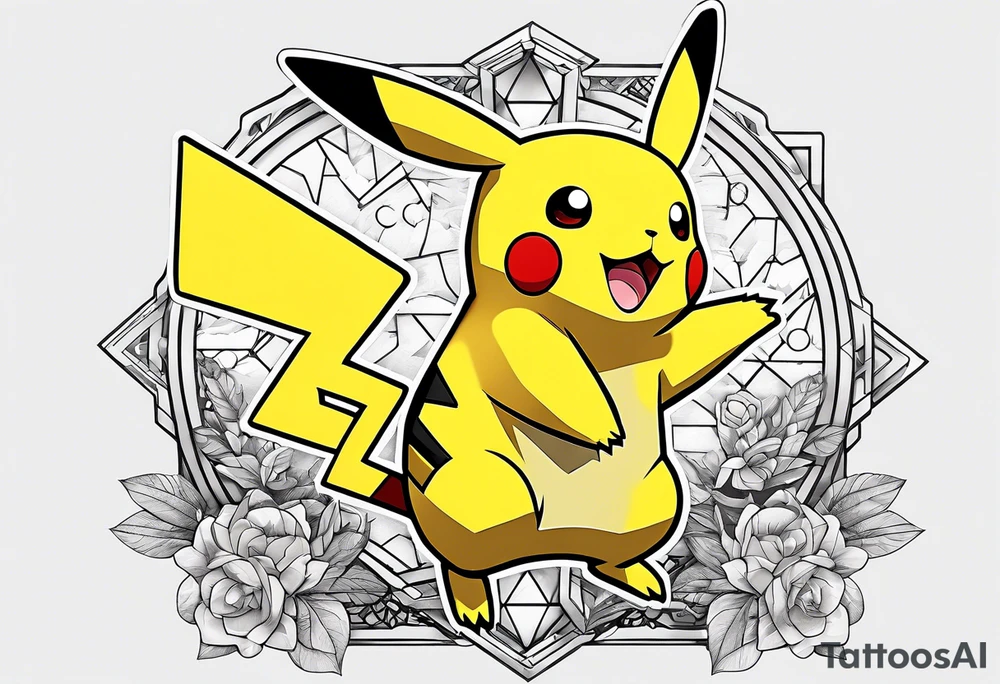 Pikachu pokemon statue tattoo idea