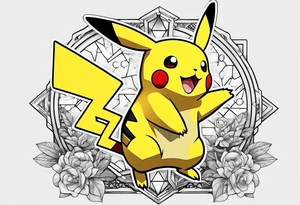 Pikachu pokemon statue tattoo idea