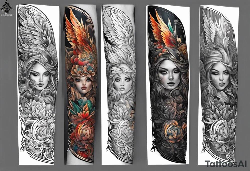 Full leg tattoo sleeve square tattoo idea