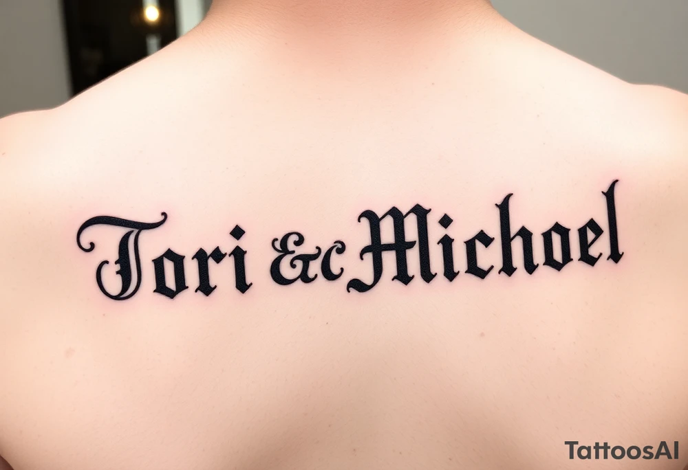 The names Tori and Michael in old English tattoo idea