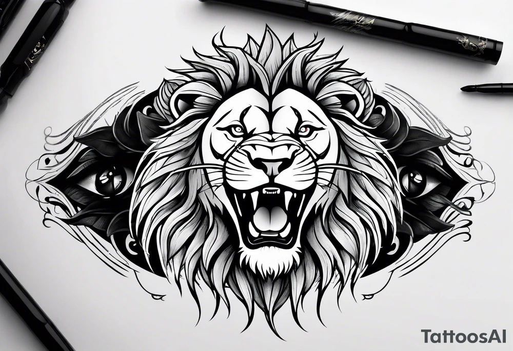 a lion, eyes tattoo idea