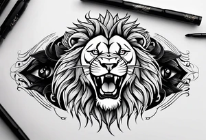 a lion, eyes tattoo idea