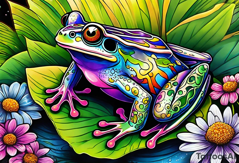 a psychedelic frog tattoo idea