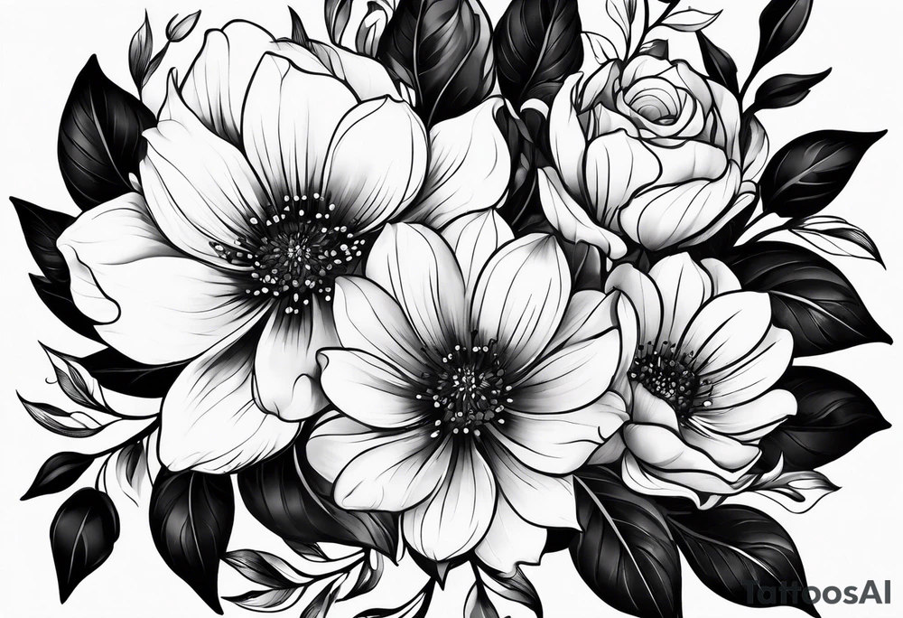 Black flowers tattoo idea