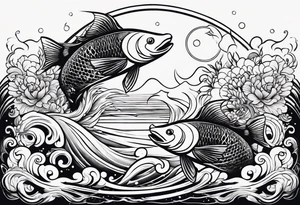 Two Fish with crescent moon tattoo idea