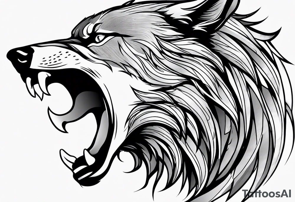 Howling angry wolf tattoo idea
