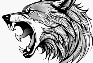Howling angry wolf tattoo idea