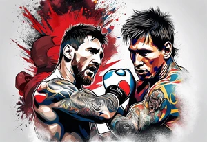 messi boxing against monkey tattoo idea