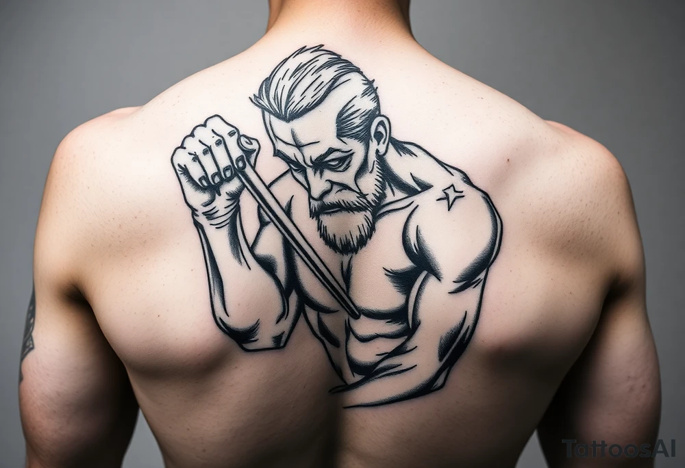 verseau badass version humanisé homme faisant découler de l'eau de sa jarre sur le long du bras tattoo idea
