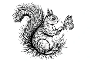 A squirrel holding a butterfly tattoo idea
