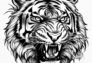 Tiger wearing crow roaring tattoo idea