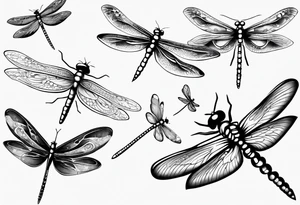 4 dragonflies flying tattoo idea