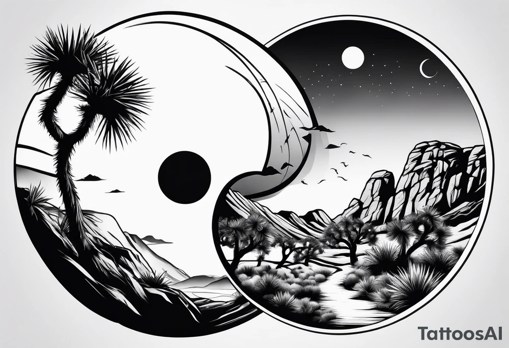 Joshua tree yin and yang tattoo idea