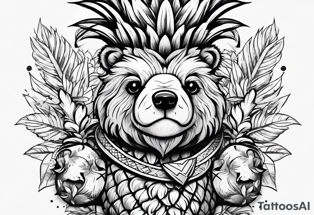 Cute pineapple bear tattoo idea