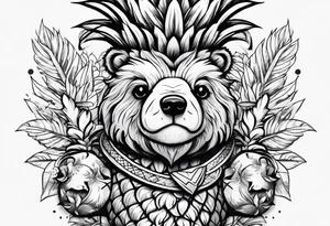 Cute pineapple bear tattoo idea