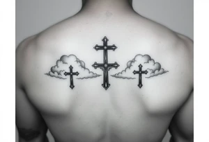 Clouds, 3 crosses fading tattoo idea