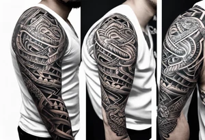 aztec kukulkan snake sleeve tattoo idea