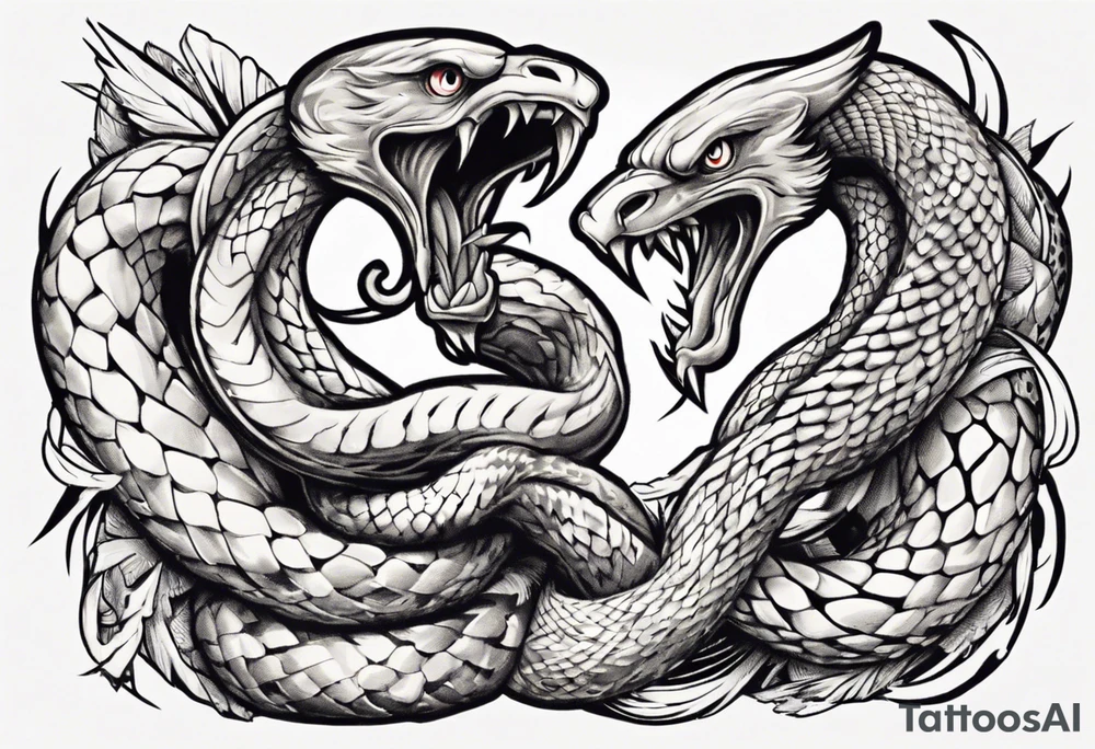 The snake is fighting with an eagle tattoo idea
