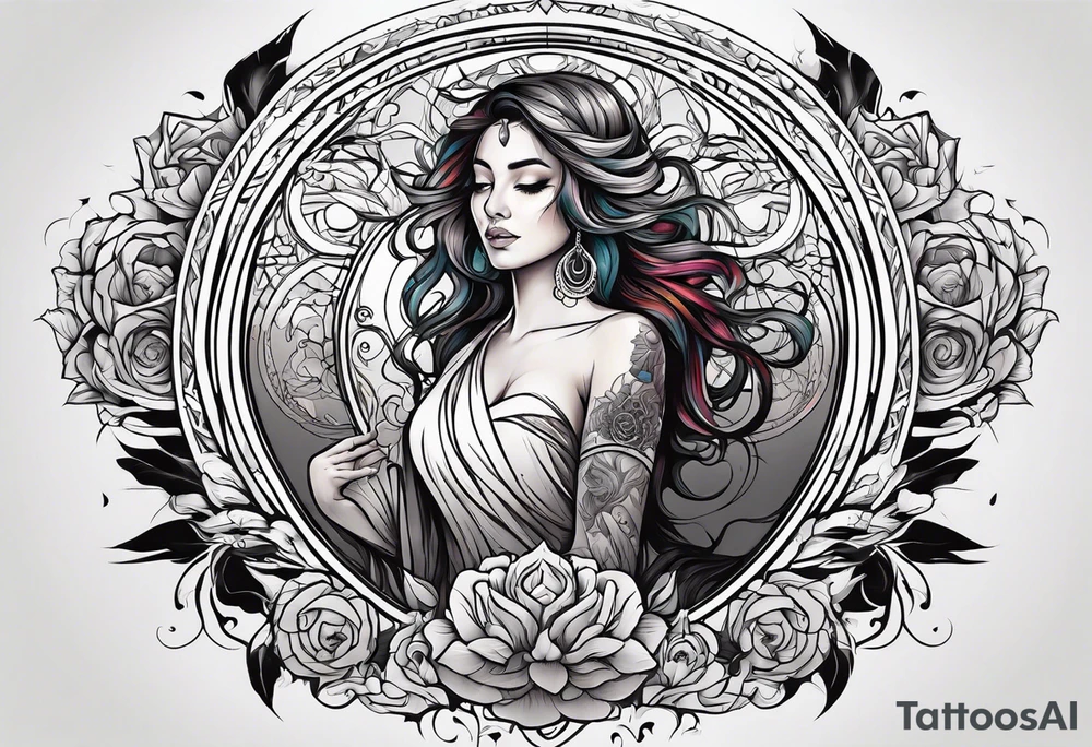 Resurrection Beautiful woman rising from her dead self to inner peace and self-love tattoo idea