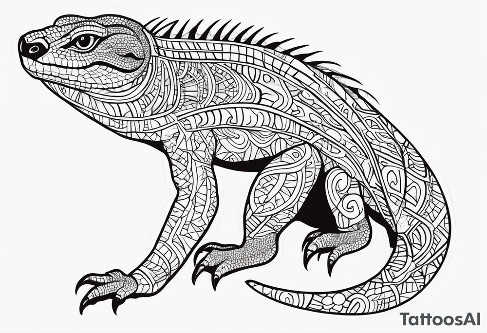 Aboriginal style goanna full body tattoo idea