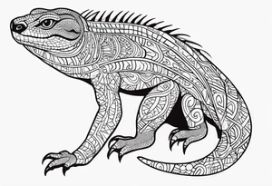 Aboriginal style goanna full body tattoo idea